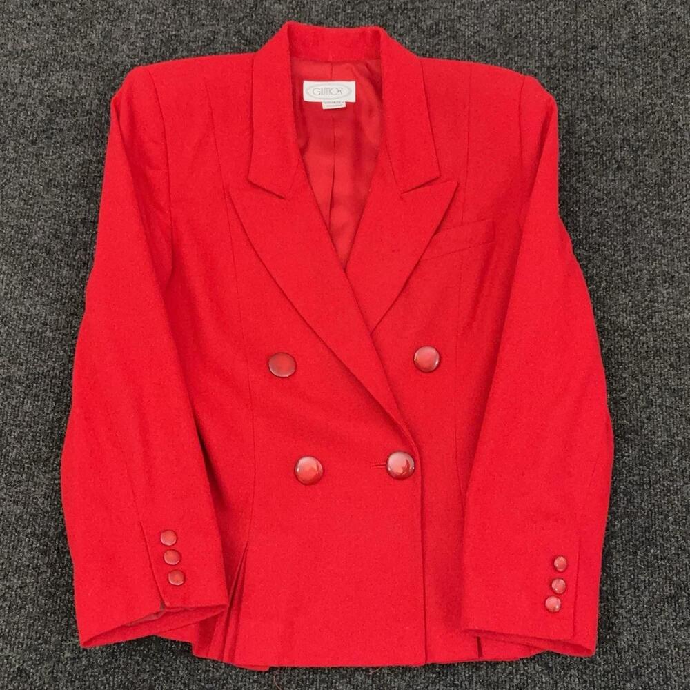 Gilmor Skirt Suit Womens 8 Red Wool Blend 2 Piece Jacket Skirt Lined Career